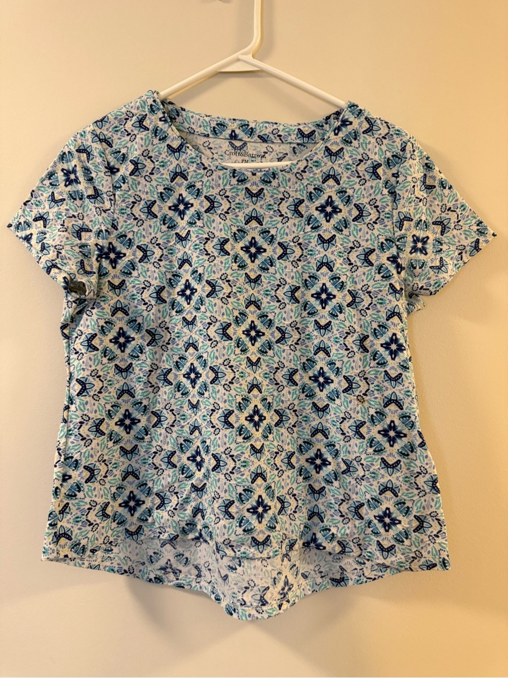 croft & barrow Blue Teal Patterned Short Sleeve Tee